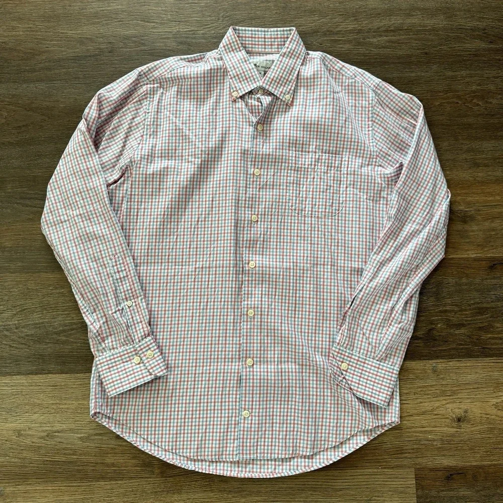 Peter Millar Crown Trey Sport‎ Shirt Button Down Multicolor Plaid Sz M Casual